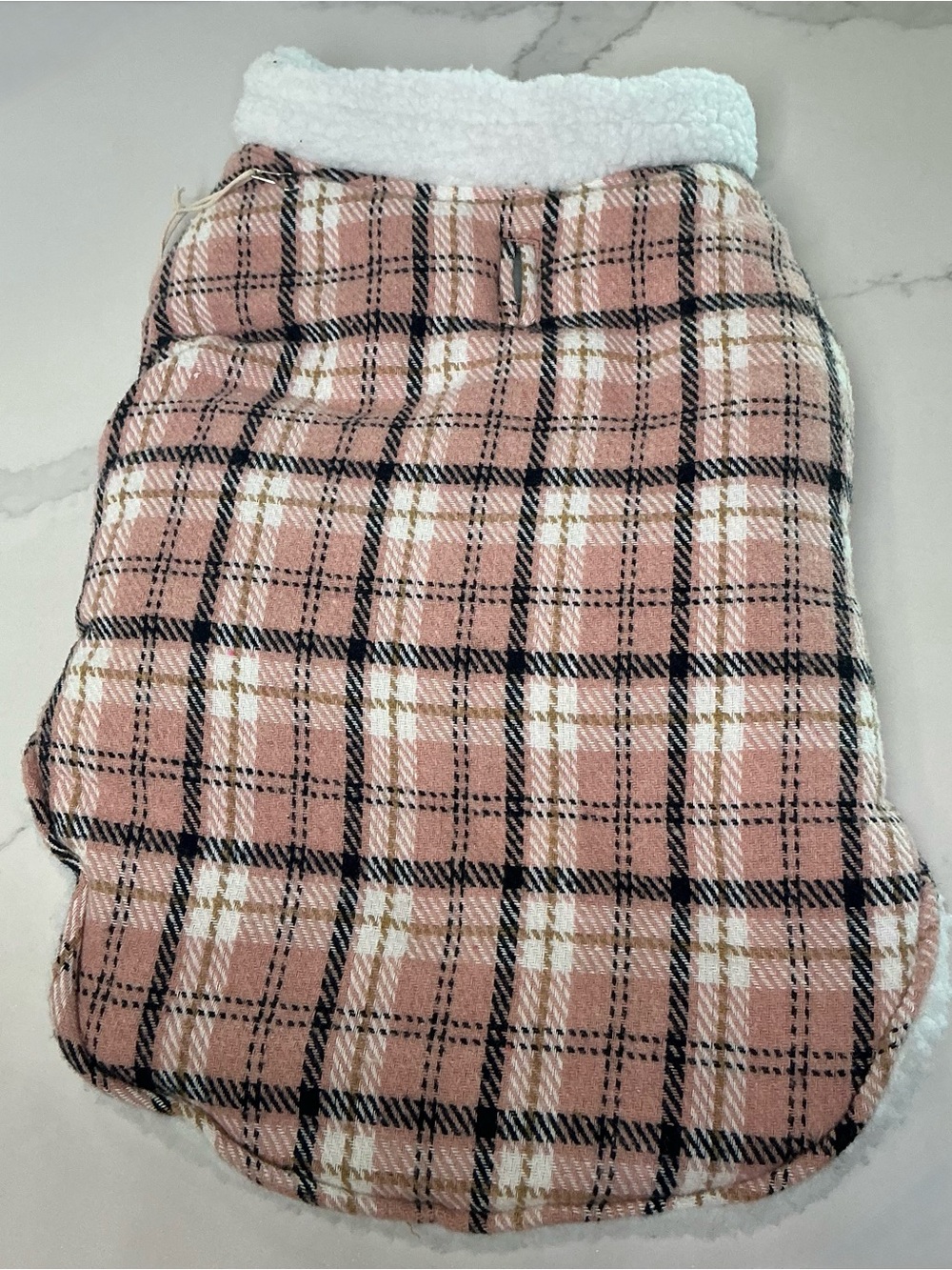 The Prairie Fleece Dog Jacket Size M  16” Pink New Plaid Sherpa-Lined Bottoms